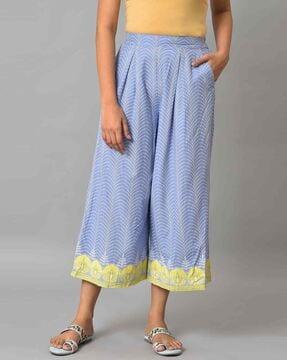 printed mid-rise culottes
