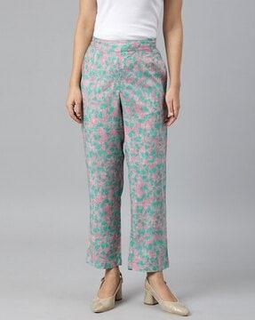 printed mid-rise pants