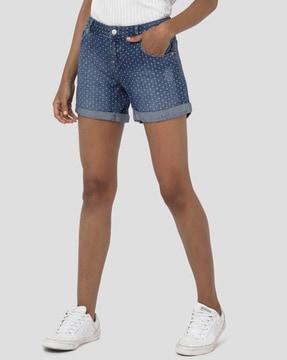 printed mid-rise shorts