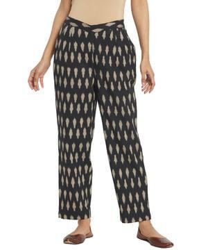 printed mid-rise straight fit palazzos