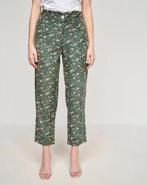 printed mid-rise tapered pants