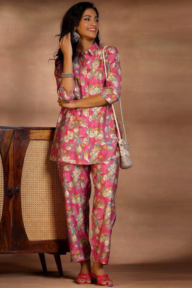 printed mid thigh blended fabric woven womens co-ord set