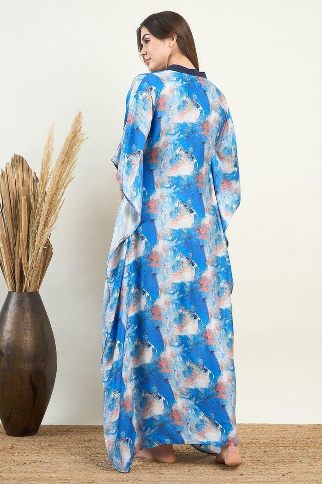 printed modal collared womens kaftan