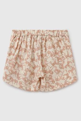 printed modal regular fit girls shorts - peach
