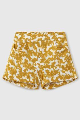 printed modal regular fit girls shorts - yellow