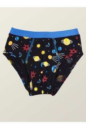 printed modal relaxed fit boys briefs - black