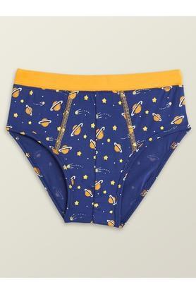 printed modal relaxed fit boys briefs - blue