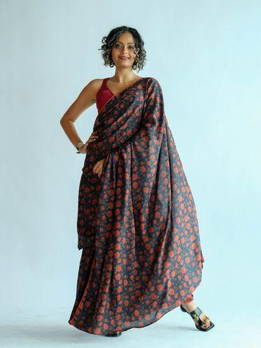 printed multi-color modal saree