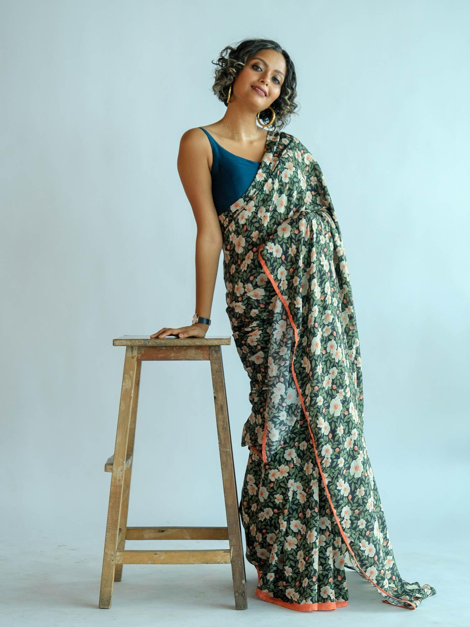 printed multi-color modal saree