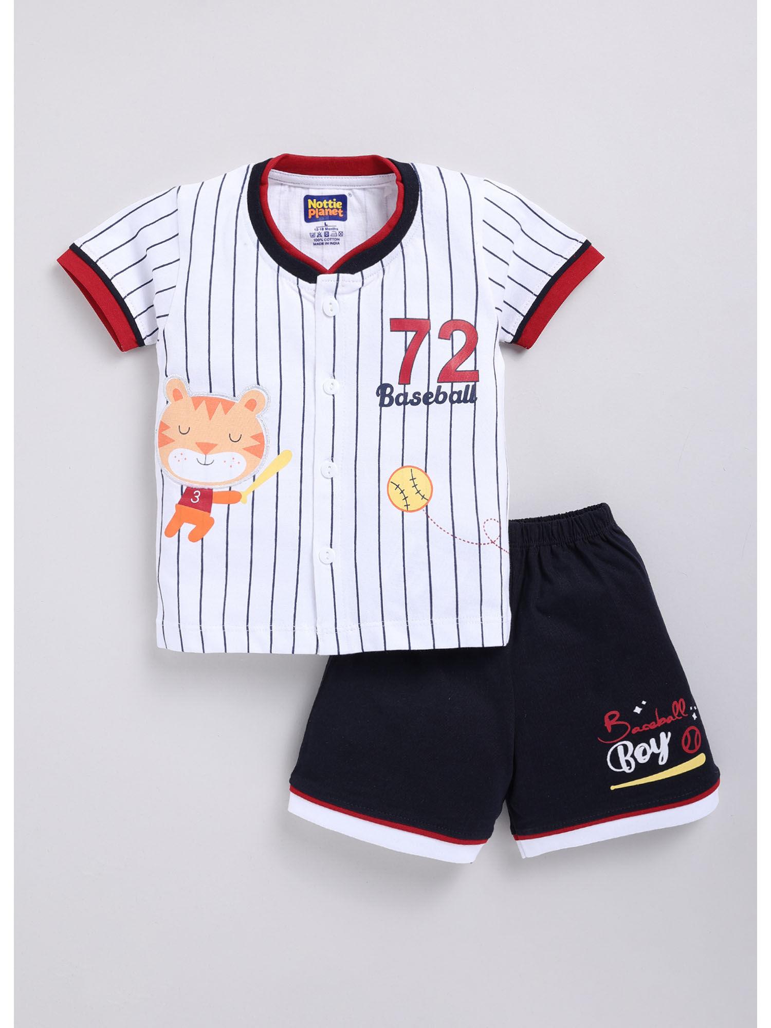 printed multi-color t-shirt with shorts for boys (set of 4)