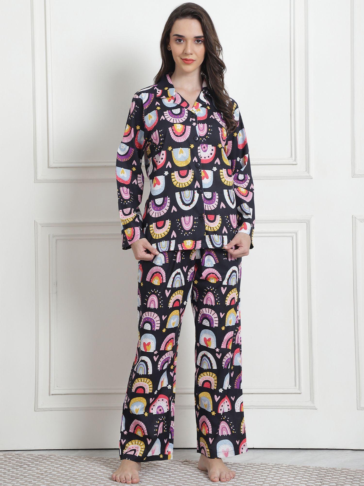 printed multi cotton night suit (set of 2)