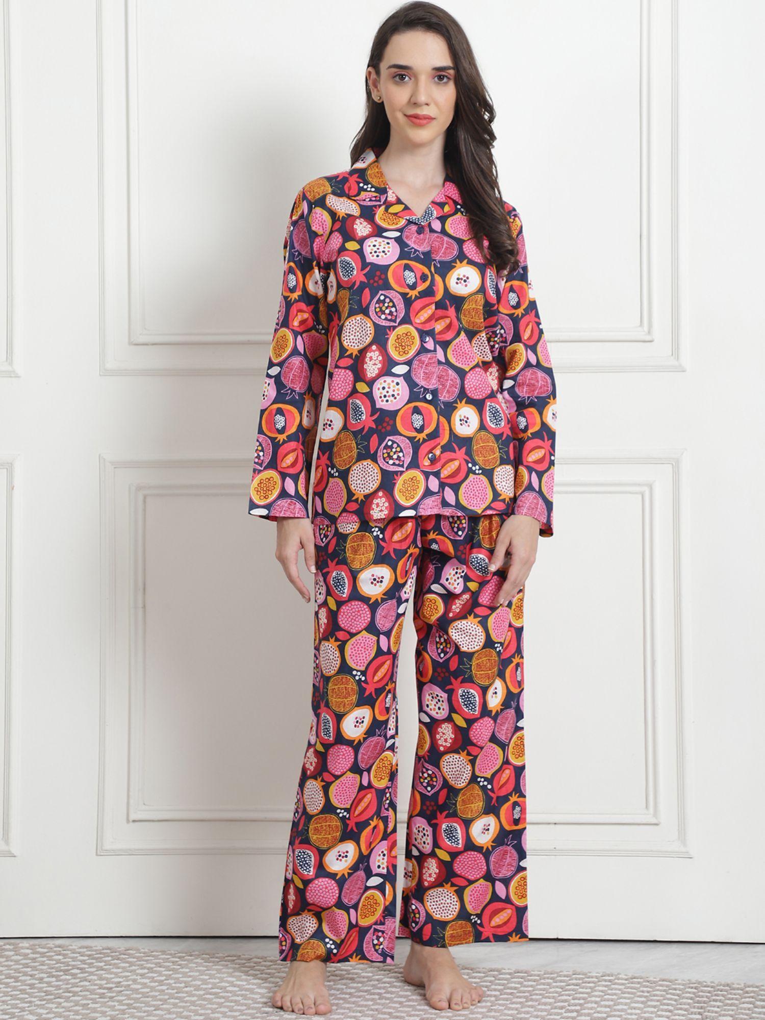 printed multi cotton night suit (set of 2)