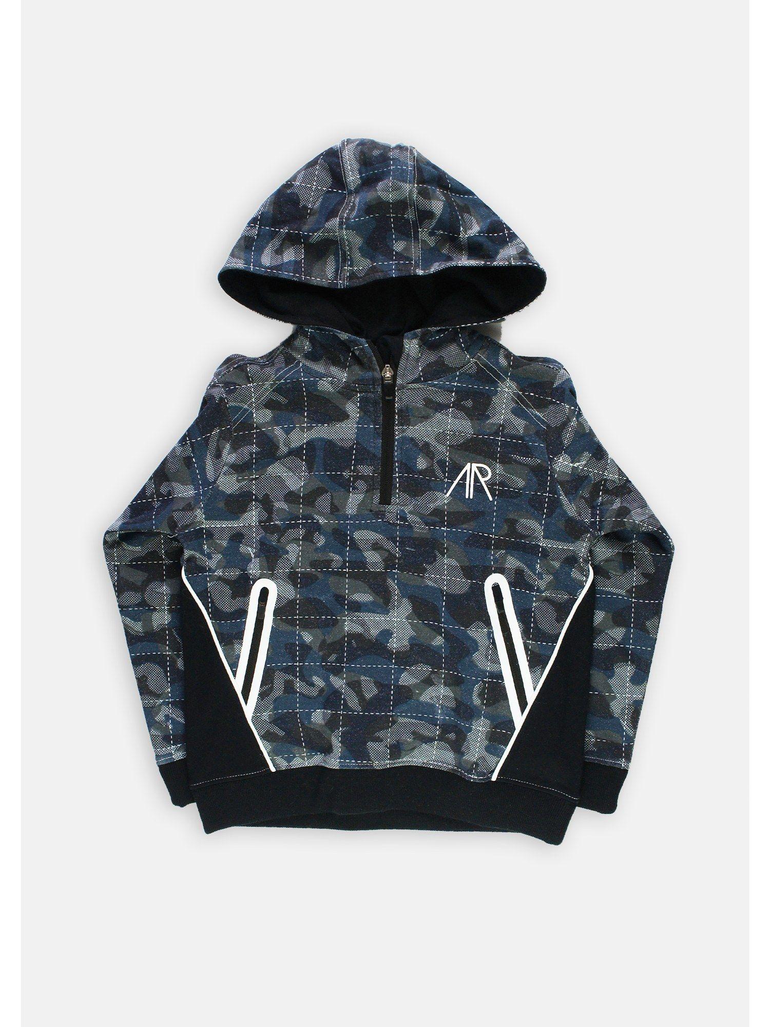 printed navy hoodie