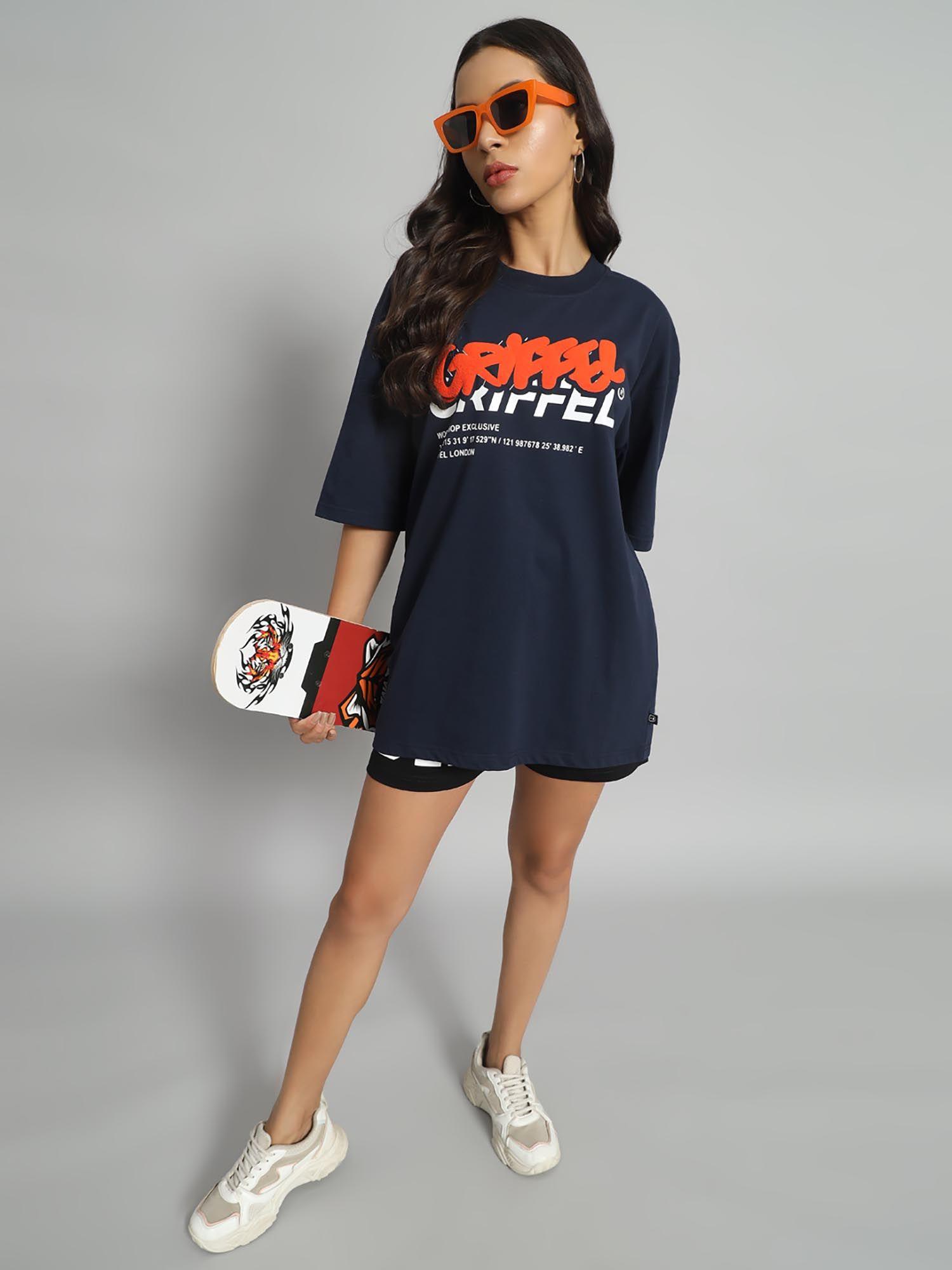 printed navy t-shirt and shorts (set of 2)