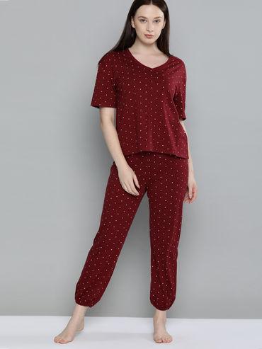 printed night suit - brown