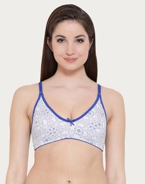 printed non-padded full-coverage non-wired bra