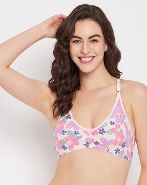 printed non-padded full-coverage non-wired bra