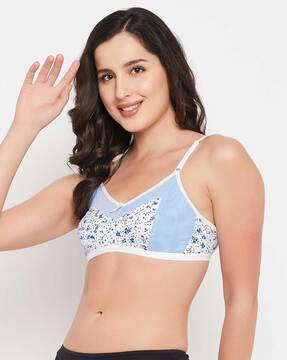 printed non-padded full-coverage non-wired bra