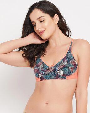 printed non-padded full-coverage non-wired bra