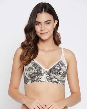 printed non-padded full-coverage non-wired bra