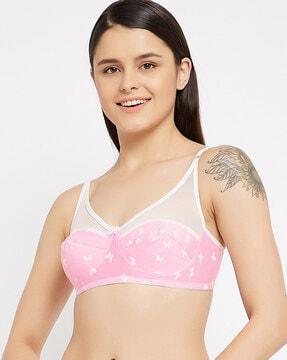 printed non-padded full-coverage non-wired bra