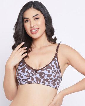 printed non-padded full-coverage non-wired bra