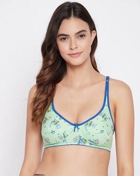 printed non-padded full-coverage non-wired bra