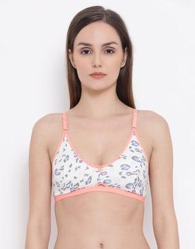 printed non-padded medium coverage non-wired bra