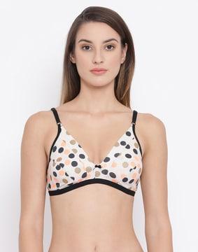 printed non-padded medium coverage non-wired plunge bra