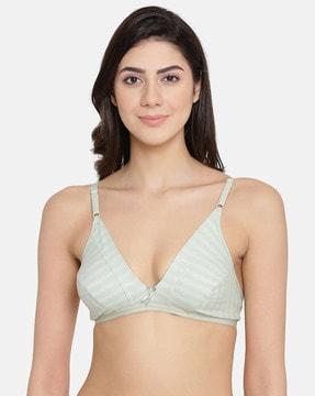 printed non-padded medium coverage non-wired plunge bra