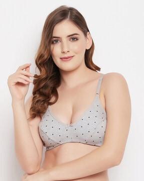 printed non-padded medium coverage non-wired plunge bra