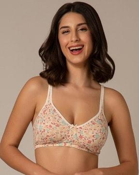 printed non-wired bra with adjustable strap