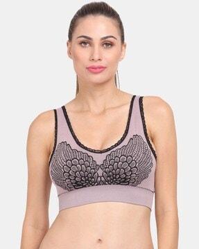 printed non-wired sports bra