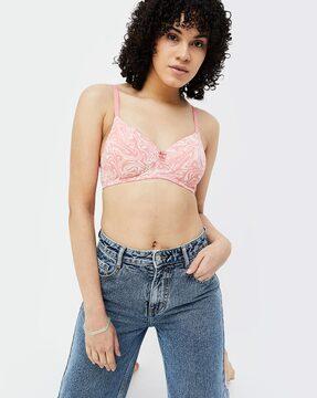 printed non-wired t-shirt bra