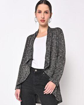 printed open-front shrug