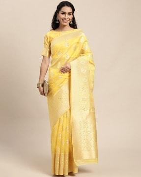 printed organza saree with blouse piece