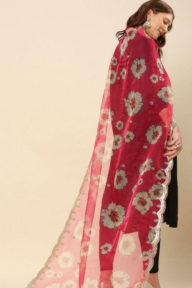 printed organza womens festive wear dupatta