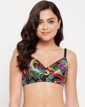 printed padded full-coverage non-wired t-shirt bra