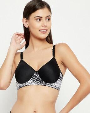 printed padded full-coverage non-wired t-shirt bra