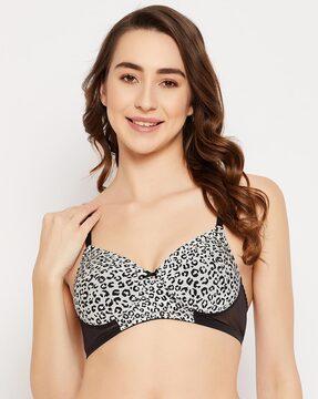 printed padded full-coverage non-wired t-shirt bra