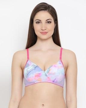 printed padded full-coverage non-wired t-shirt bra