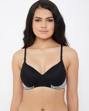 printed padded full-coverage non-wired t-shirt bra