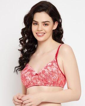 printed padded full-coverage non-wired t-shirt bra