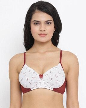 printed padded full-coverage non-wired t-shirt bra