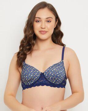 printed padded full-coverage non-wired t-shirt bra