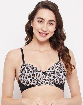 printed padded full-coverage non-wired t-shirt bra