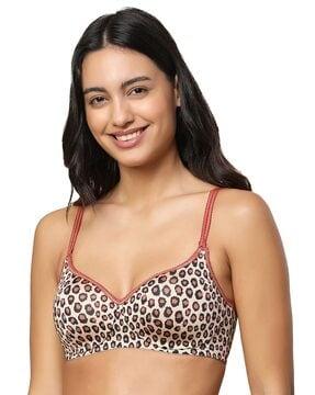 printed padded non-wired seamless bra