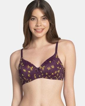 printed padded non-wired t-shirt bra