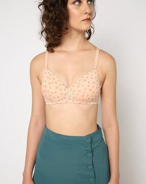 printed padded non-wired t-shirt bra