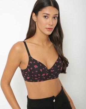 printed padded t-shirt bra with detachable straps